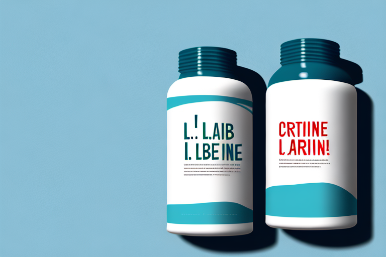 A capsule bottle with a label featuring the words "l-carnitine" and a scoop of powder beside it
