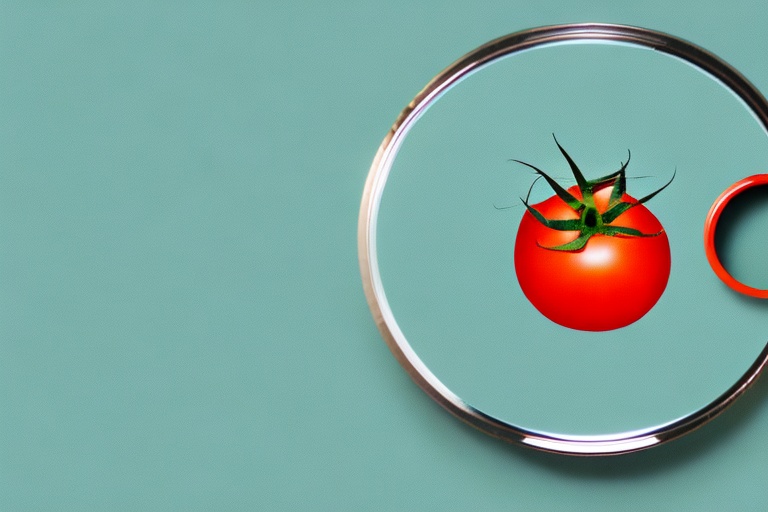 A tomato with a magnifying glass over it