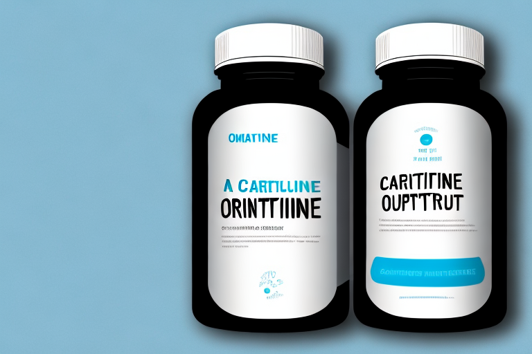 A bottle of carnitine supplement capsules with a label on the front