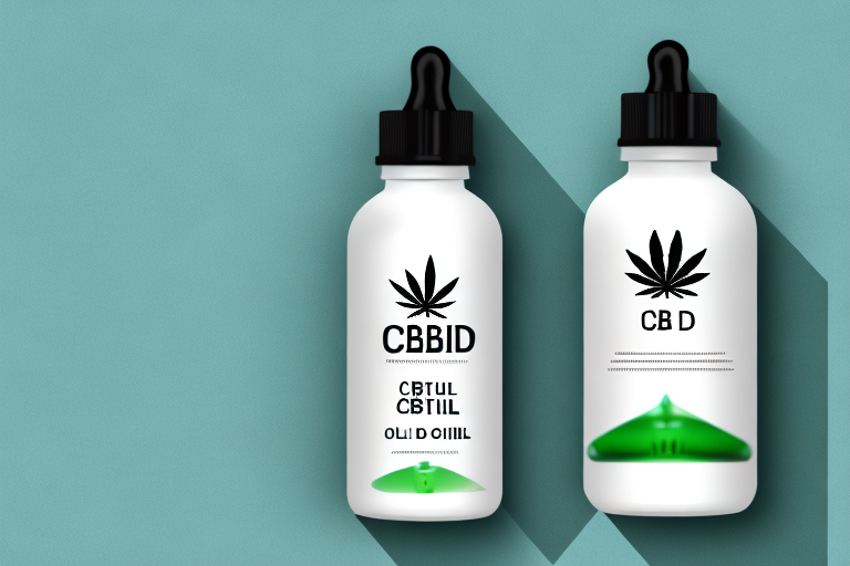 A bottle of cbd oil with its contents spilling out