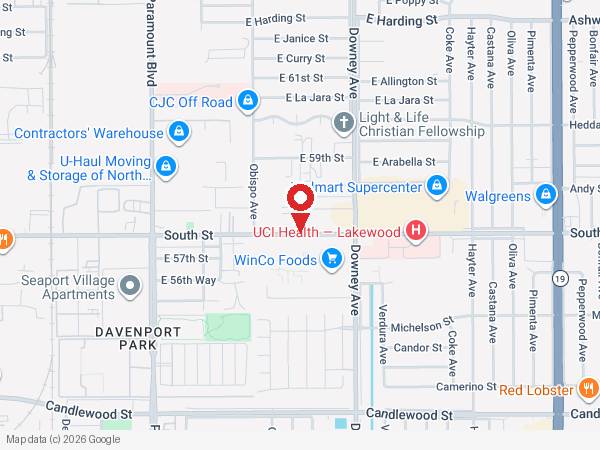 Map showing Sculpt Fitness location at 3255 E South St, Long Beach